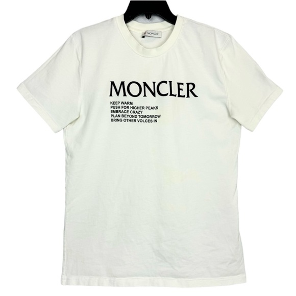 Moncler Other - Moncler Men's Short Sleeve 3D Velvet Logo T-Shirt Off White Spell Out Crew Neck
